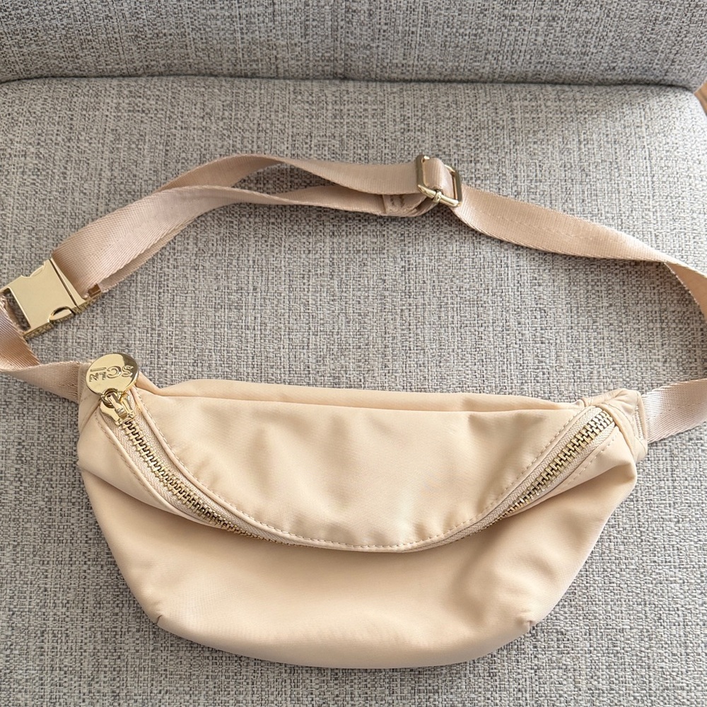Stoney Clover Lane Beige/Pale Pink Belt Bag with Gold Hardware